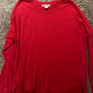 Red Crew Neck Long Sleeve Sweatshirt
